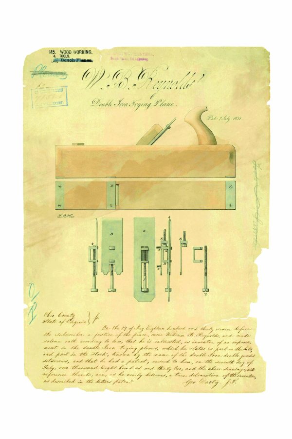 Wood Plane Patent Print 1832 - Vintage Woodworking Decor, Antique Tool Art, Industrial Wall Art, Carpenter Gift, Double Iron Jointer Plane