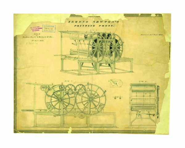 xxx Printing Press Patent Print 1833 - Vintage Printing Decor, Antique Machine Art, Historical Invention Poster, Study Wall Art