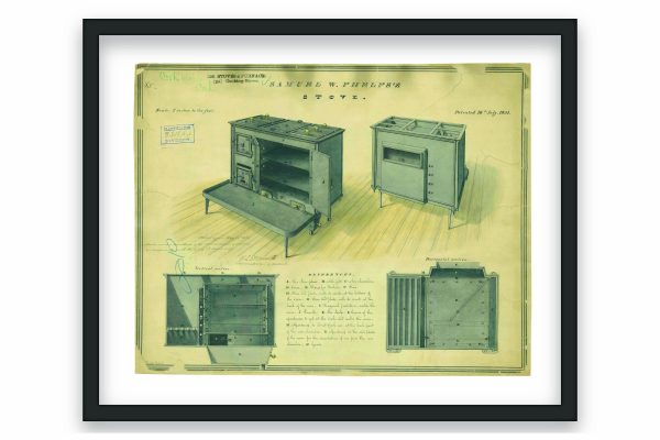 Stove Patent Print 1834 - Vintage Kitchen Decor, Antique Cooking Appliance Art, Historical Home Poster, Study Wall Art