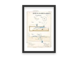 Typewriter Patent Print 1868 – Vintage Office Machine Blueprint, Early Type-Writing Design, Historical Technology, Writing Collectors Gift