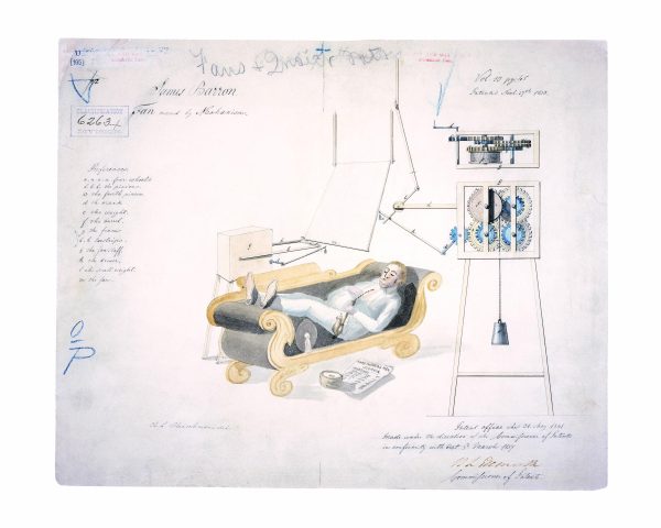 Mechanical Fan Patent Print 1831 - Vintage Home Invention, Steampunk Decor, Relaxation Gift, Patent Art Decor