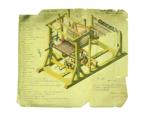 Water Loom Patent Print 1810 - Vintage Textile Decor, Historical Industrial Art, Antique Weaving Machinery, Rustic Home Wall Art