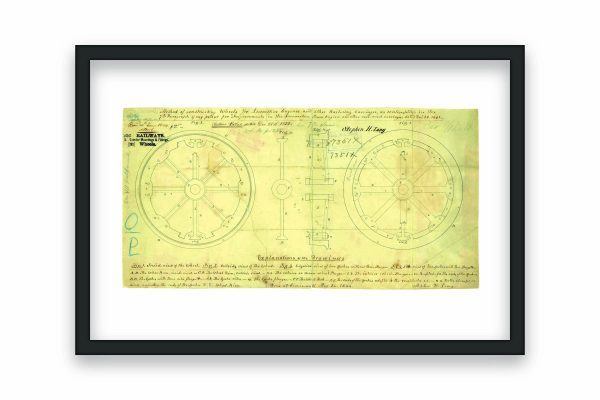 Railway Wheel Patent Print 1844 - Vintage Train Decor, Locomotive Engineering Art, Industrial Wall Art, Office Decor