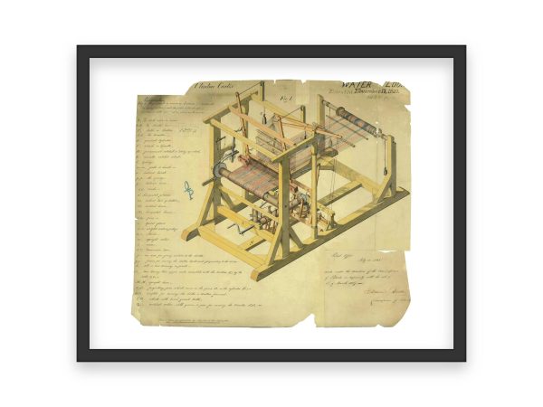 Water Loom Patent Print 1810 - Vintage Textile Decor, Historical Industrial Art, Antique Weaving Machinery, Rustic Home Wall Art