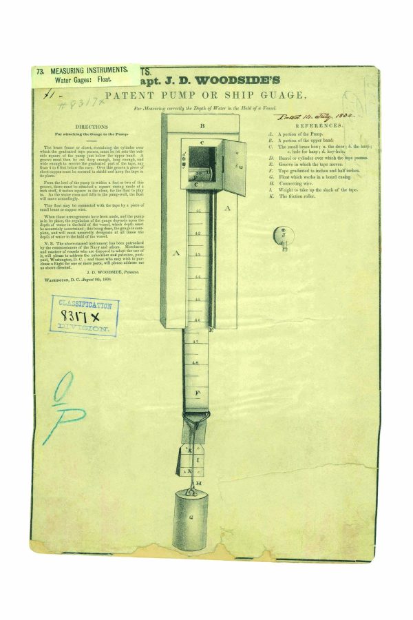 Pump Ship Gauge Patent Print 1834 - Vintage Nautical Decor, Antique Ship Instrument Art, Historical Maritime Poster, Study Wall Art