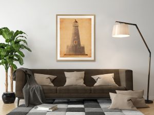 Carysfort Reef Light Blueprint Drawing – Florida Lighthouse, Nautical Poster, Beach House Décor, Key Largo Lighthouse Poster Print