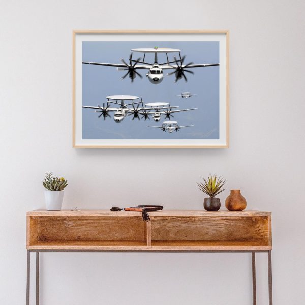 E-2C Hawkeye Airborne Early Warning Aircraft in Formation - U.S. Navy Aviation Art, Military Plane Decor, Aircraft Enthusiast Gift