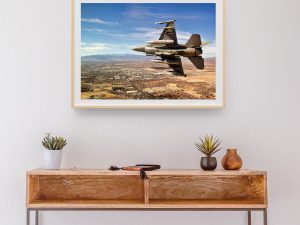 F-16 Fighting Falcon in Flight – USAF Military Jet Art, Supersonic Fighter Aircraft, Modern Aviation Decor, Fighter Jet Poster, Military Art