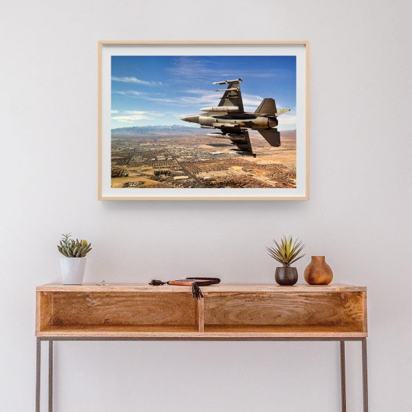 F-16 Fighting Falcon in Flight – USAF Military Jet Art, Supersonic Fighter Aircraft, Modern Aviation Decor, Fighter Jet Poster, Military Art