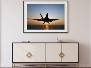 F/A-18F Super Hornet at Sunset – Navy Jet Poster, Aviation Art, Military Aircraft Decor, Fighter Jet Landing, Pilot Gift