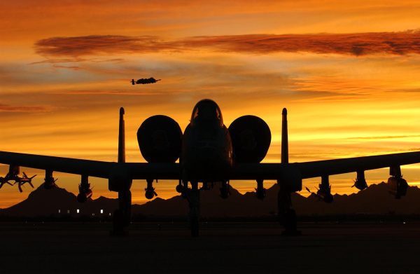 A-10 Thunderbolt at Sunset – Military Aircraft Poster, Aviation Art, Warthog Silhouette, Sunset Flight Decor, Air Force Jet Print