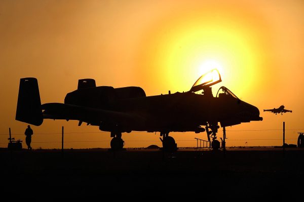 A-10 Thunderbolt II at Sunset – Military Jet Poster, Aviation Art, Close Air Support Decor, Warplane Silhouette Print