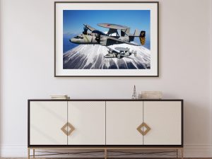 E-2C Hawkeye Over Mount Fuji – Navy Surveillance Aircraft Poster, Aviation Art, Military Recon Decor, Airborne Early Warning System Print