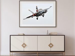 F/A-18F Super Hornet Launching – Military Jet Poster, Aviation Art, U.S. Navy Fighter Jet, Super Hornet Afterburner Print