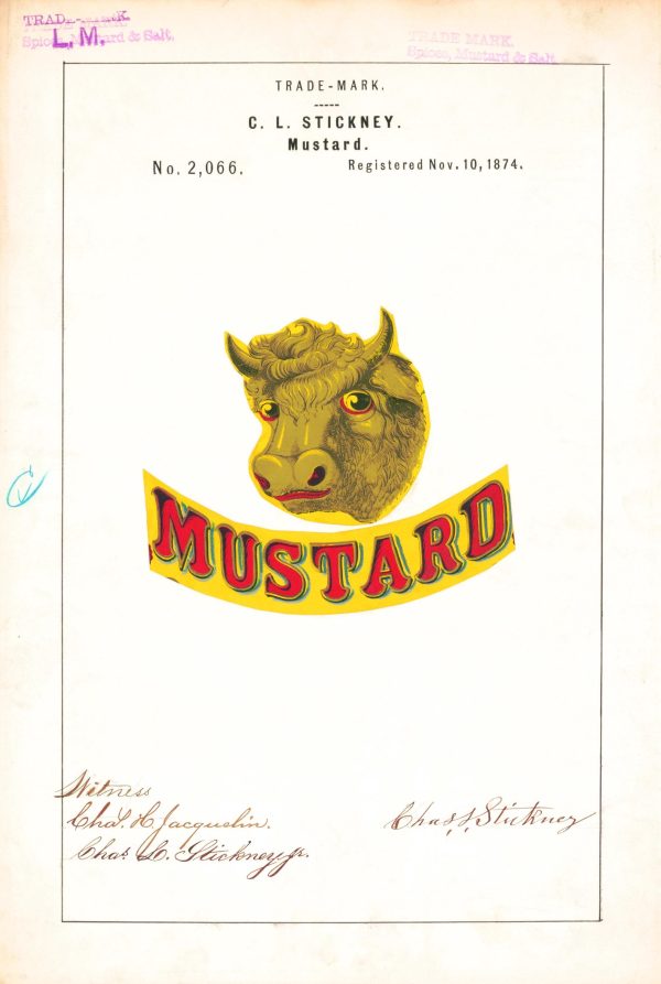 C.L. Stickney Mustard Trademark 1874 - Vintage Mustard Label Art, Retro Packaging Design, Antique Culinary Wall Decor, Kitchen Art