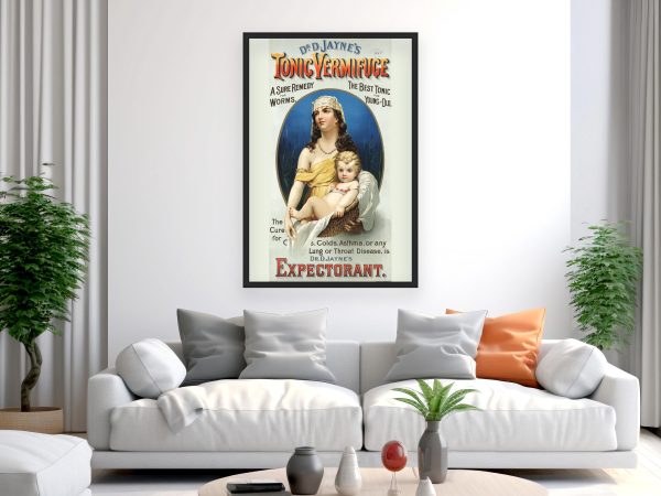 Dr. D. Jayne’s Tonic Vermifuge & Expectorant Poster - Vintage Medical Advertising, Retro Medicine Decor, Antique Health Product Wall Art