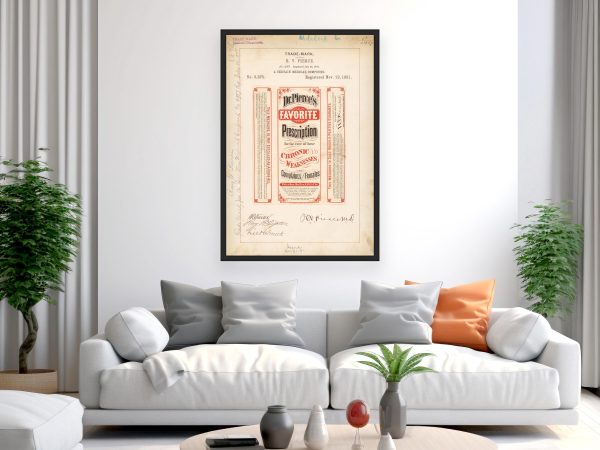 Dr. Pierce’s Favorite Prescription Trademark 1881 Print - Vintage Medicine Label Art, Retro Health Remedy Poster, Antique Medical Decor