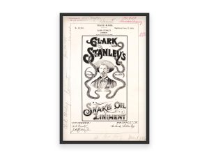 Clark Stanley’s Snake Oil Liniment Trademark 1900 Print - Vintage Medicine Label Art, Retro Health Remedy Poster, Antique Medical Decor