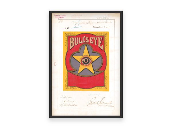 Bull’s Eye Trademark 1871 Print - Vintage Bullseye Logo Art, Antique Publications Poster, Retro Advertising Label, Trademark Decor