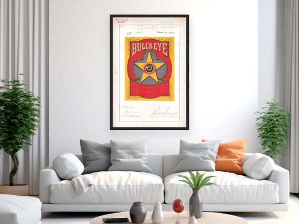 Bull’s Eye Trademark 1871 Print - Vintage Bullseye Logo Art, Antique Publications Poster, Retro Advertising Label, Trademark Decor