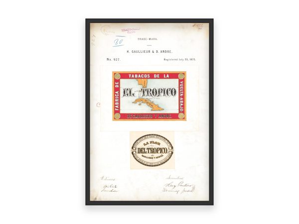 El Tropico Cigars Trademark 1872 Print - Vintage Cigar Label, Retro Tobacco Art, Antique Cuban Cigar Decor