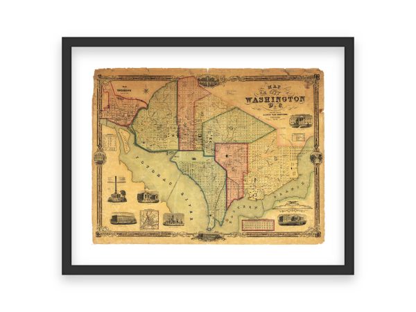 Vintage 1851 Washington D.C. Map - Historic U.S. Capital Layout, Early City Plan, District of Columbia Landmarks, Reproduction Print