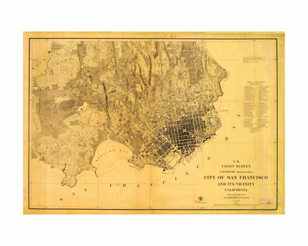 1857 San Francisco Map - Historic U.S. Coast Survey, Vintage California City Plan, Early Bay Area Map, Old San Francisco Layout Print