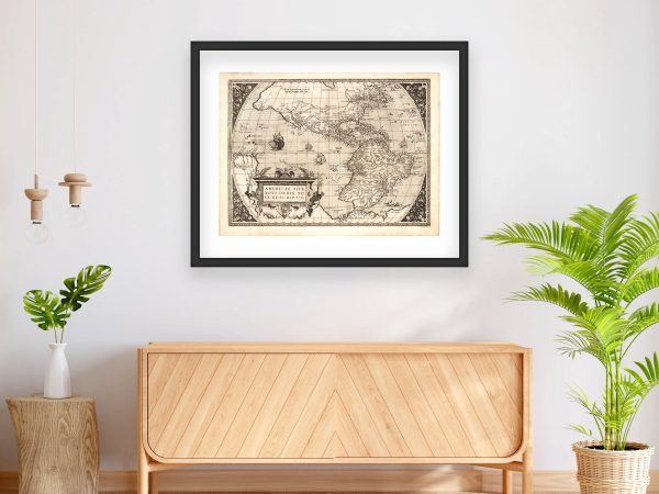 16th Century Americae Sive Novi Orbis Map - Vintage Exploration Era World Map, Historic Western Hemisphere Chart, Reproduction Print