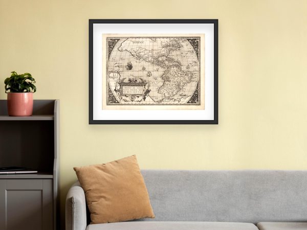 16th Century Americae Sive Novi Orbis Map - Vintage Exploration Era World Map, Historic Western Hemisphere Chart, Reproduction Print