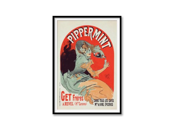 Vintage Peppermint Liqueur Print – Vintage French Liquor Poster, Peppermint Liqueur Advertisement, Art Nouveau Bar Decor, French Cafe Poster