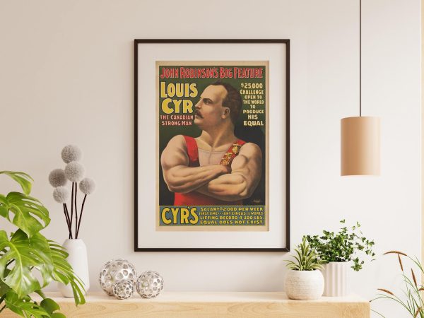 Louis Cyr Circus Poster – Canadian Strongman Art, Vintage Circus Poster, John Robinson’s Big Feature, Strongman Decor, Strength Act Poster