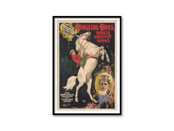 Ringling Bros Circus Poster – Madam Castello and Jupiter, Equine Marvel Art, Vintage Circus Print, Equestrian Performer, Horse Trainer Gift