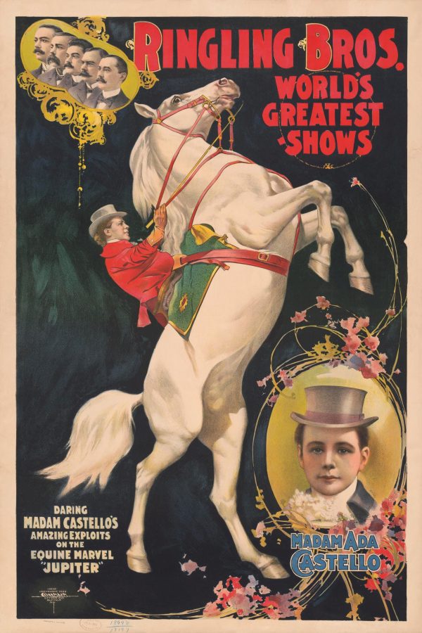 Ringling Bros Circus Poster – Madam Castello and Jupiter, Equine Marvel Art, Vintage Circus Print, Equestrian Performer, Horse Trainer Gift