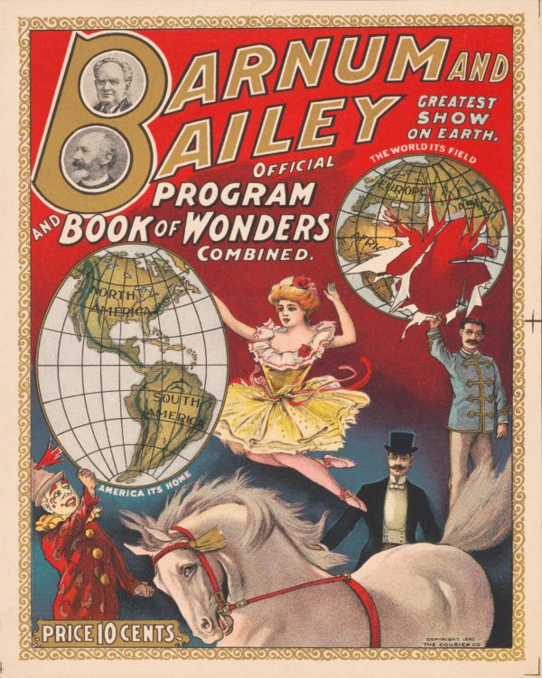 Barnum & Bailey Official Program of Wonders Poste, Vintage Circus Art, Greatest Show on Earth, Circus Collector Print, Classic Circus Decor