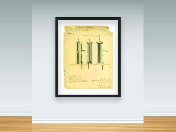 Water Pump Patent Print 1831 - Vintage Industrial Decor, Antique Engineering Art, Mechanical History Poster, Plumber Gift