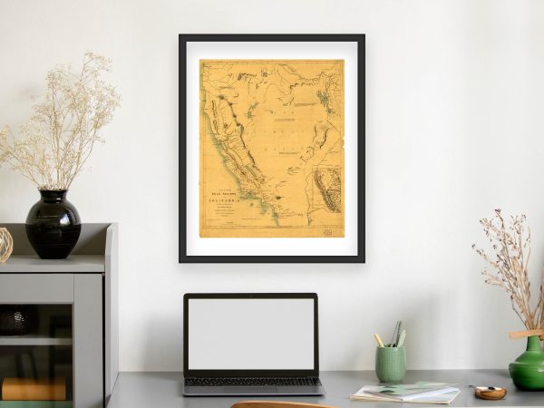 1850 Gold Regions of California - Historical Gold Rush Era Map, Great Basin, Western Territories, Early Mining Locations, History Gift