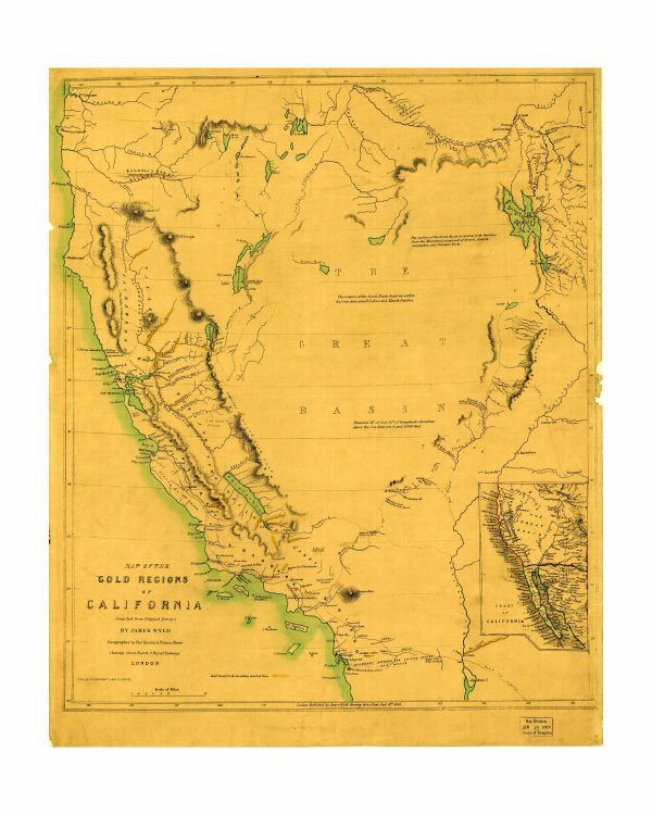 1850 Gold Regions of California - Historical Gold Rush Era Map, Great Basin, Western Territories, Early Mining Locations, History Gift