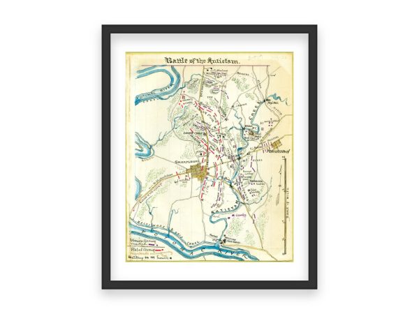 Battle of Antietam 1862 Civil War Map - Historic Battle Overview, Union and Confederate Troop Movements, Potomac River, Sharpsburg