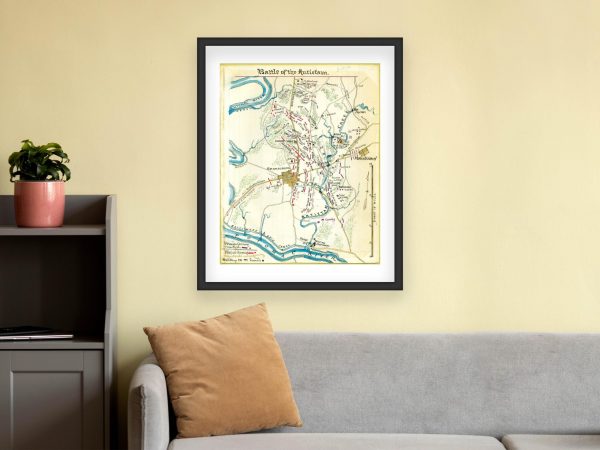 Battle of Antietam 1862 Civil War Map - Historic Battle Overview, Union and Confederate Troop Movements, Potomac River, Sharpsburg