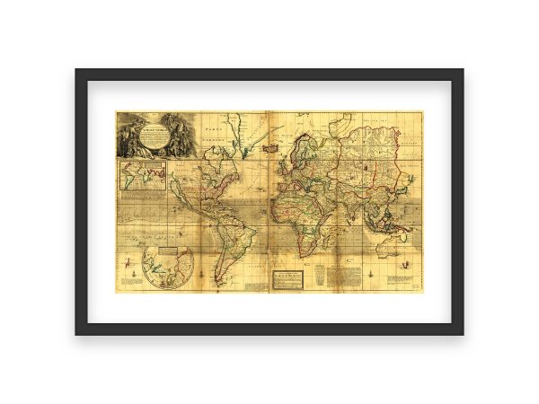 18th Century Map of the Whole World - Historic Global Map, Geographic Boundaries, Early Cartography, Old World and New World Exploration