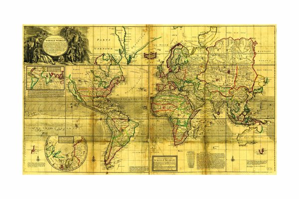 18th Century Map of the Whole World - Historic Global Map, Geographic Boundaries, Early Cartography, Old World and New World Exploration