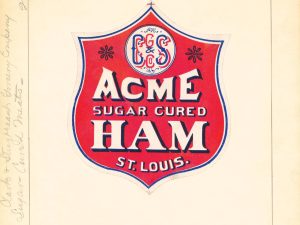 Acme Sugar Cured Ham Trademark 1891 Poster – Vintage Meat Branding, Classic St. Louis Food Label Art, Culinary Collectible Print