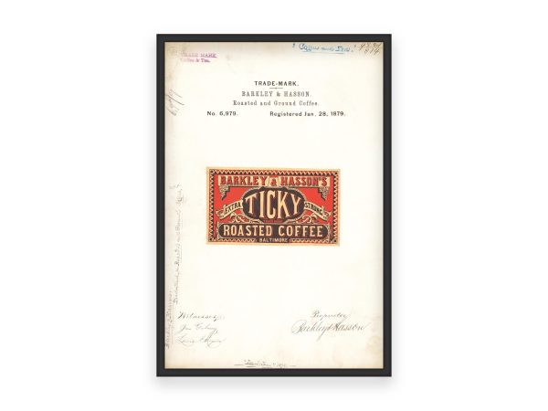 Barkley & Hasson’s Ticky Coffee 1879 Poster - Bold Coffee Branding, Vintage Beverage Label Art, Retro Coffee Collectible Print