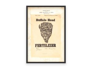 Buffalo Head Fertilizer Trademark 1878 Print – Vintage Agricultural Label Art, Retro Buffalo Logo Design, Antique Farming Decor