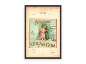 Adams’ Oolah Gum 1890 Poster – Vintage Chewing Gum Branding, Classic Confectionery Label Art, Retro Candy Collectible Print