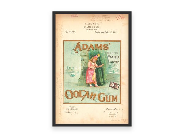 Adams’ Oolah Gum 1890 Poster - Vintage Chewing Gum Branding, Classic Confectionery Label Art, Retro Candy Collectible Print