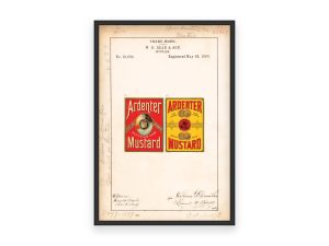 Ardenter 1889 Mustard Trademark Print – Vintage Food Label Art, Retro Mustard Packaging, Culinary Wall Decor, Antique Kitchen Design