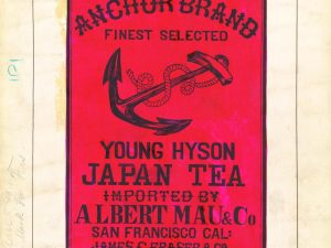 Anchor Brand Japan Tea 1877 Poster – Vintage Nautical-Themed Tea Label Art, Classic San Francisco Tea Import Label, Antique Beverage Print