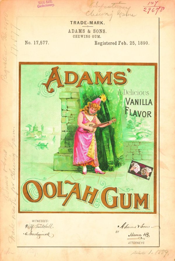 Adams’ Oolah Gum 1890 Poster - Vintage Chewing Gum Branding, Classic Confectionery Label Art, Retro Candy Collectible Print