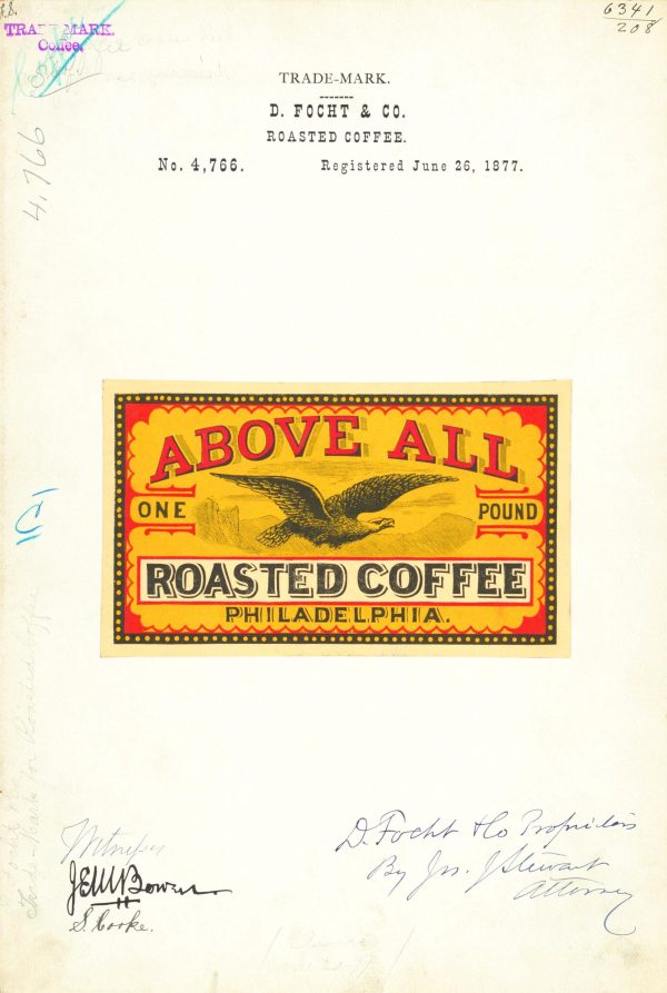 Above All Roasted Coffee 1877 Poster - Vintage Coffee Branding, Classic Philadelphia Coffee Label Art, Retro Beverage Collectible Print